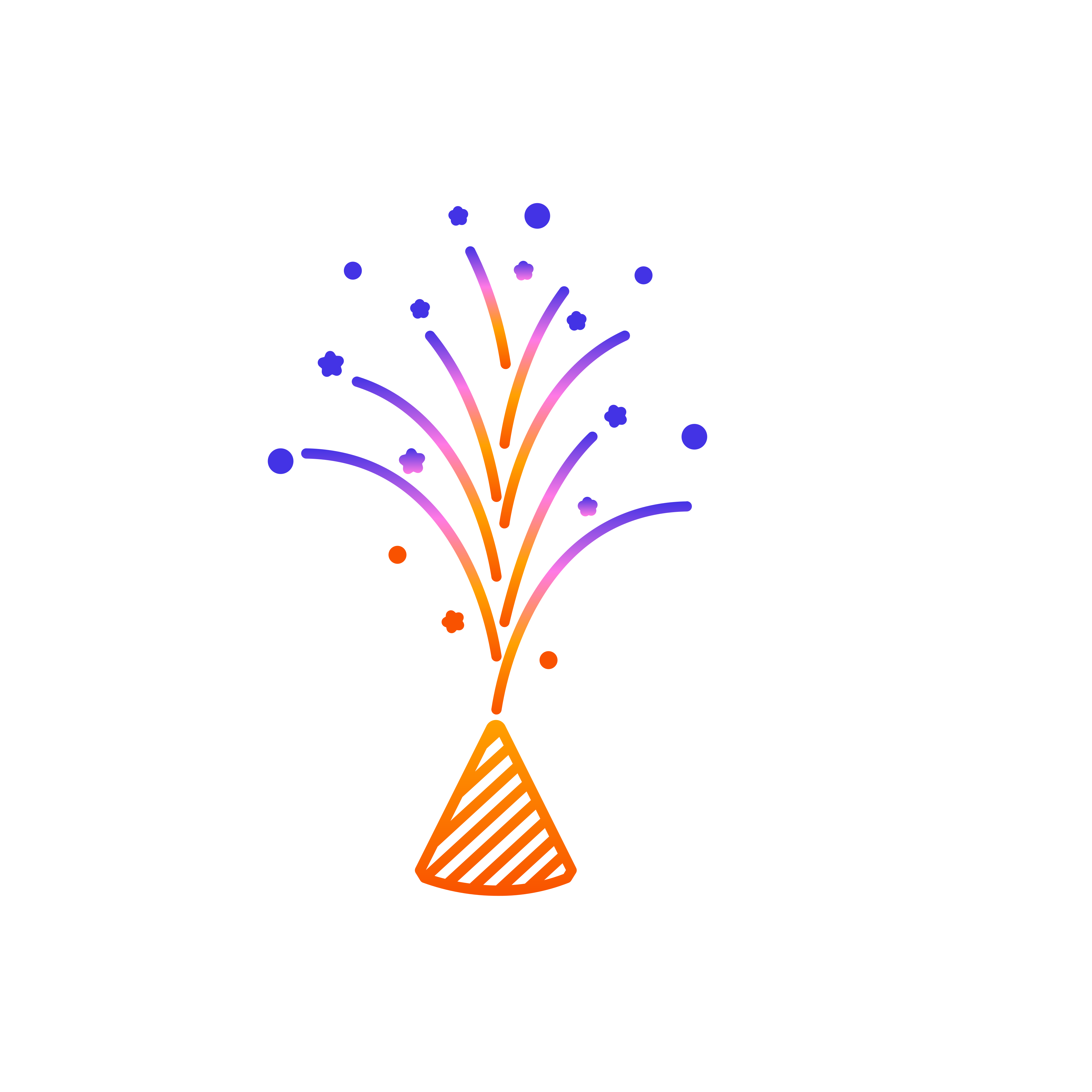 Colorful Flower Pot Firecracker Fountain Clipart