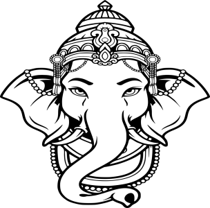 Lord Ganesha Face Line Art Clipart