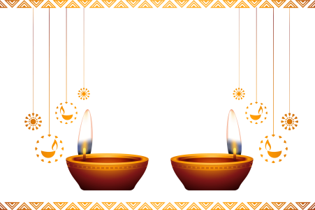 Traditional Diwali Diya Border Free PNG