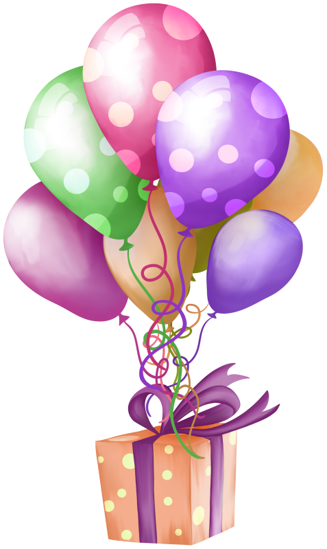 Watercolor Balloons and Gift Box Clipart