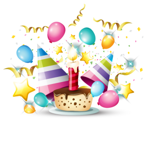Birthday Cake with Party Hat Vector