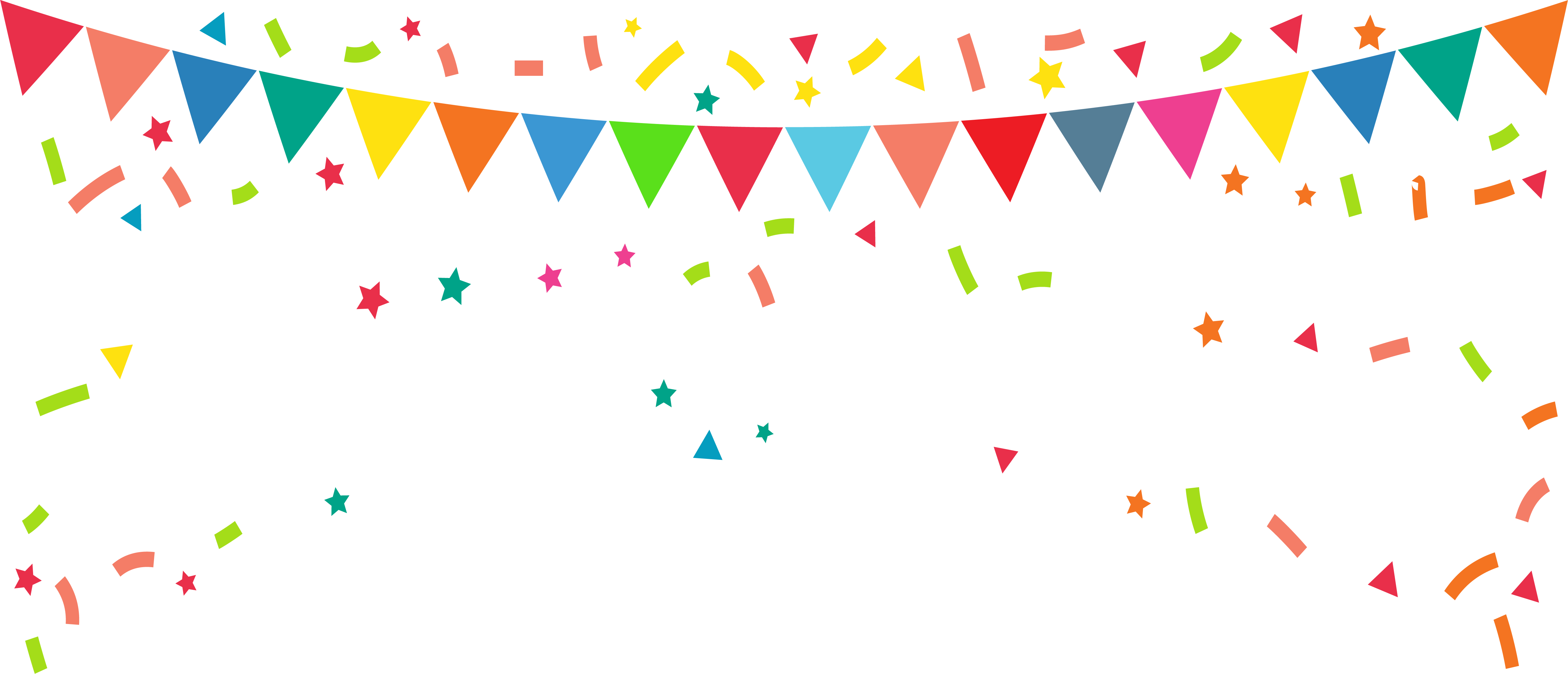 Confetti and Bunting on Black Background