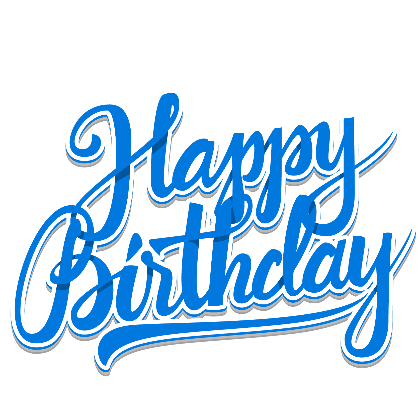 Blue 3D Script Happy Birthday Text