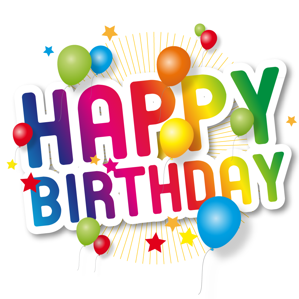 Rainbow Happy Birthday Text on Black