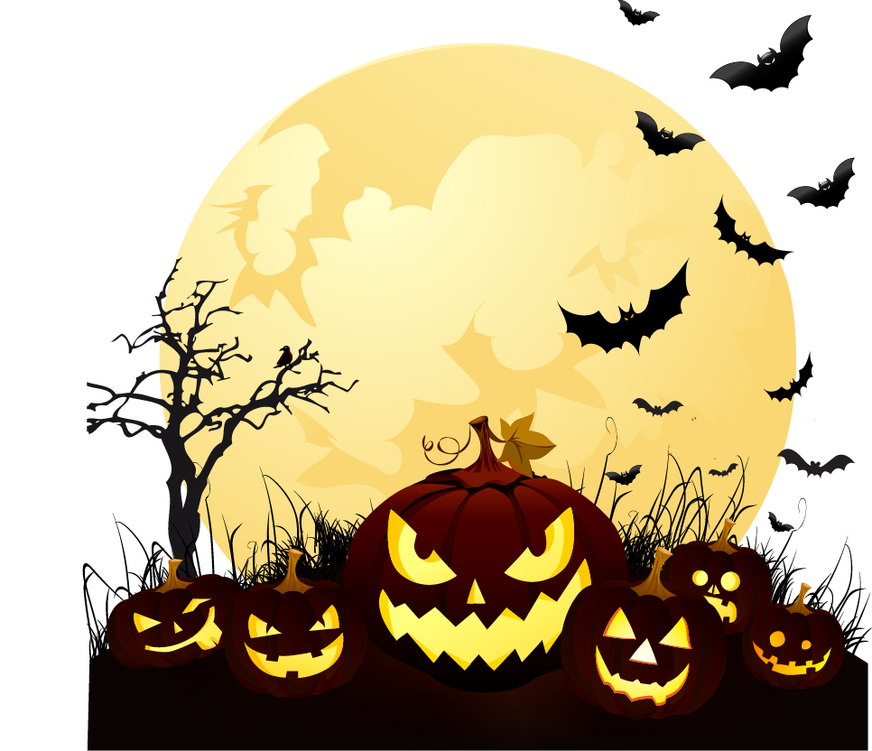 Full Moon Halloween Scene Background