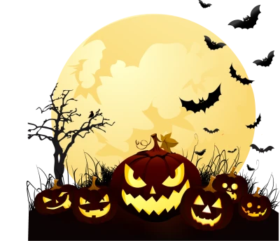 Full Moon Halloween Scene Background