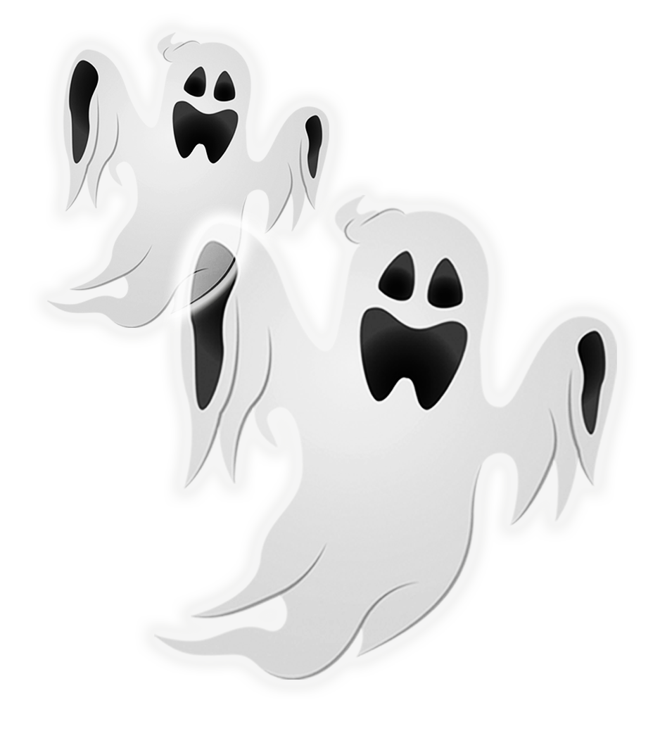 Pair of Spooky White Ghosts
