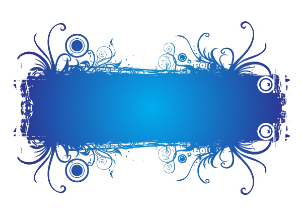 Grunge Blue Floral Banner Frame