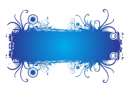 Grunge Blue Floral Banner Frame