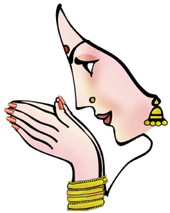 Indian Woman Namaste Welcome Illustration
