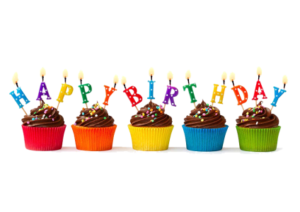 Happy Birthday Candle Letters on Cupcakes Free PNG