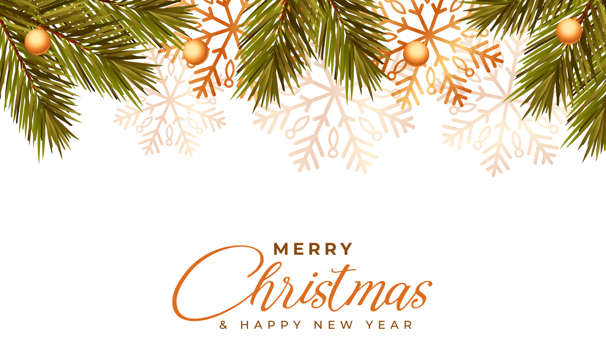 Christmas Pine Branch and Snowflakes Border Clipart