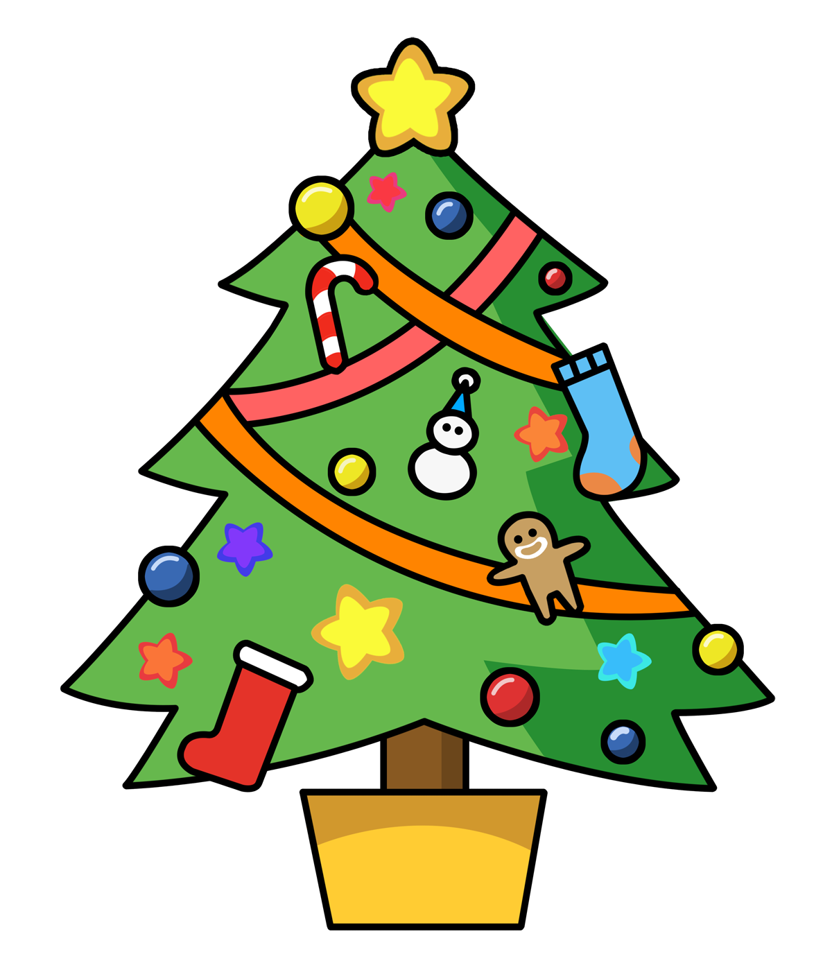 Cartoon Decorated Christmas Tree Clipart