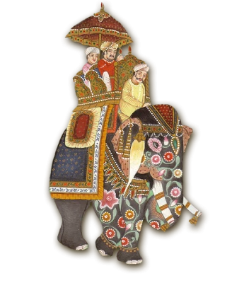 Royal Indian Elephant Procession Art PNG Image