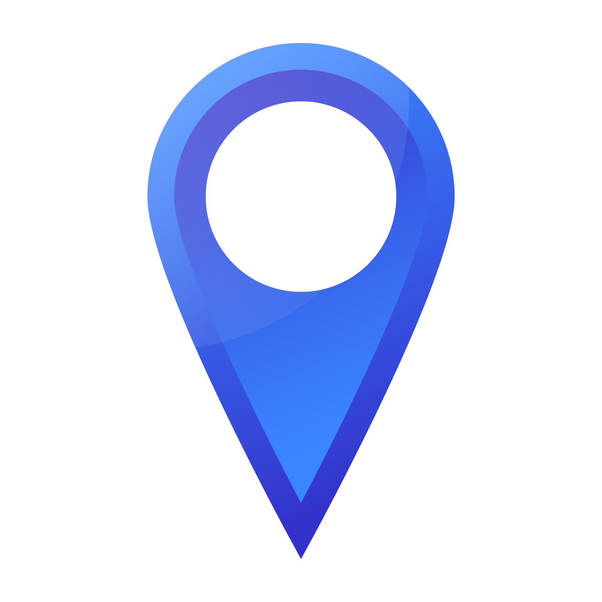 Blue Gradient 3D Map Pin Transparent Background