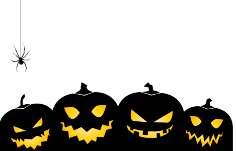 Halloween Spider And Pumpkins Silhouette Clipart
