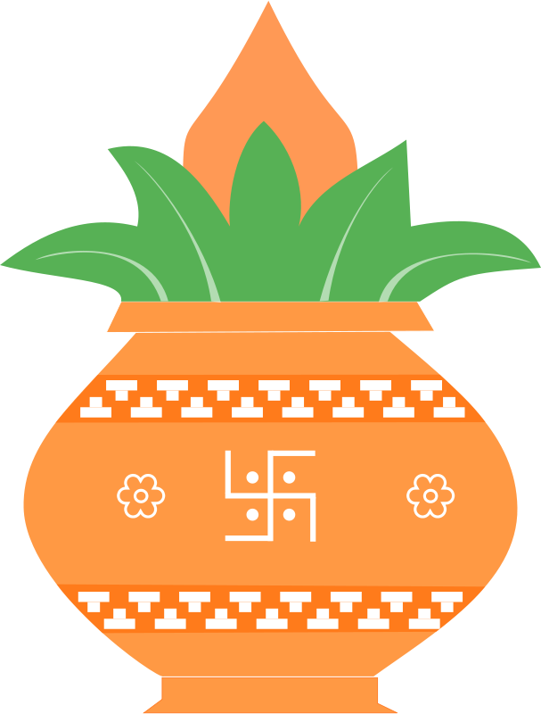 Indian Kalash Pot With Coconut And Leaves