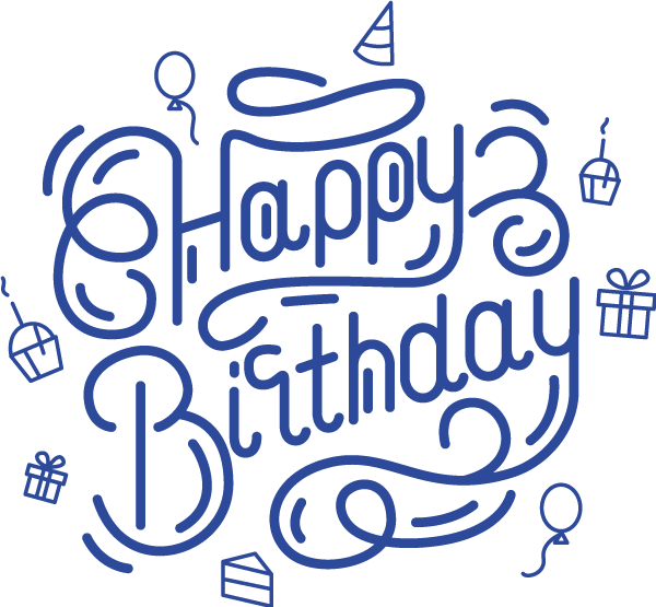 Happy Birthday Blue Typography Calligraphy