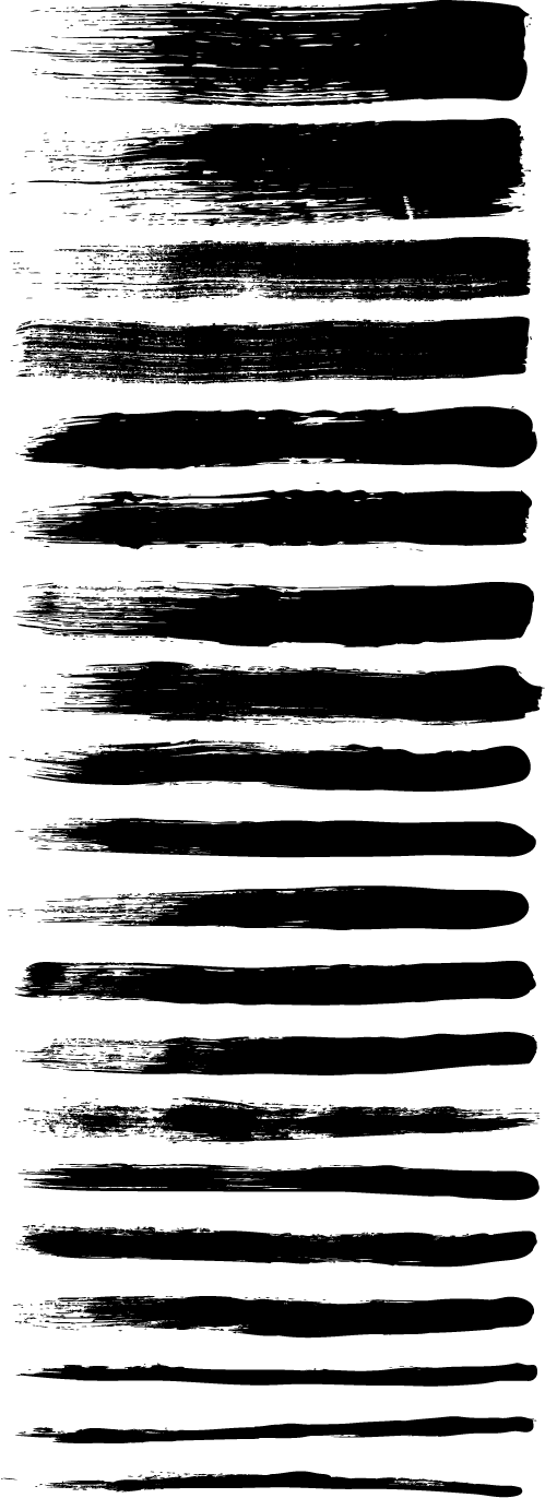 Black Grunge Paint Brush Strokes Set