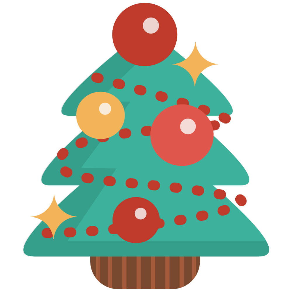 Christmas Tree Flat Vector Free PNG
