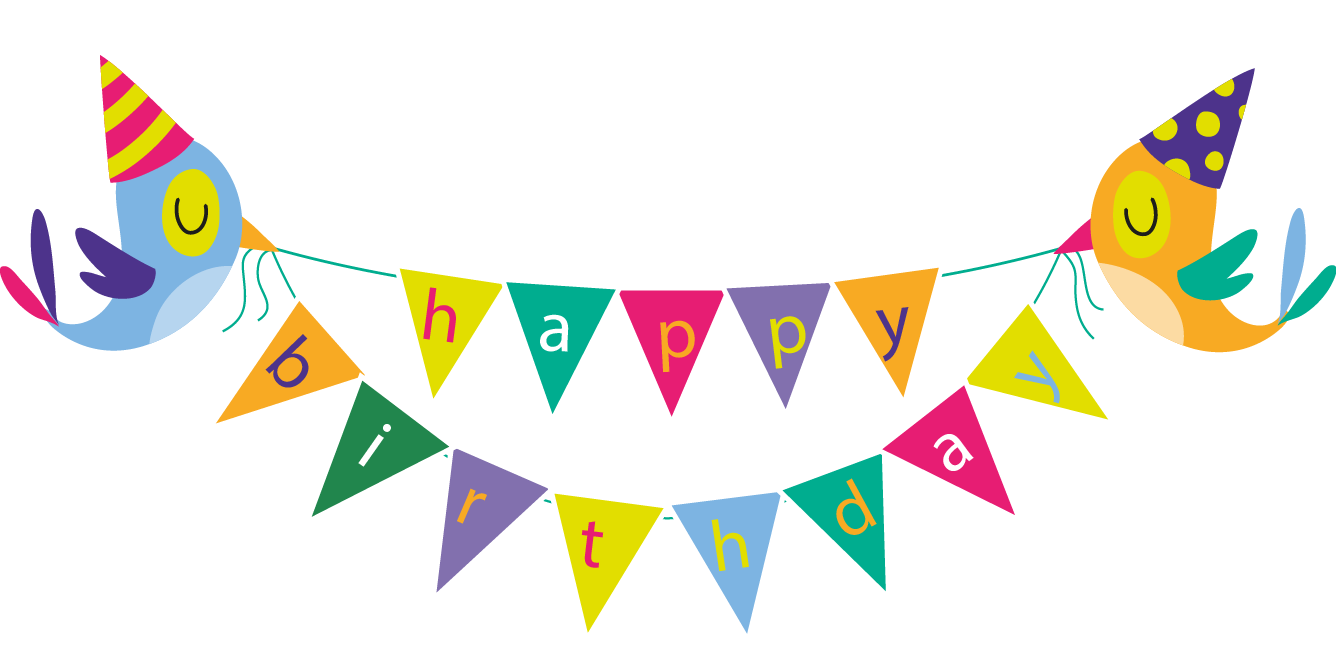 Happy Birthday Bunting Birds Clipart