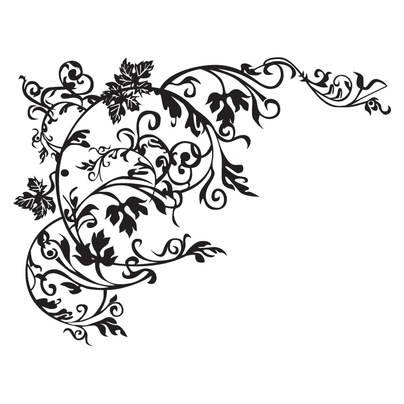 Black Corner Floral Design Clipart