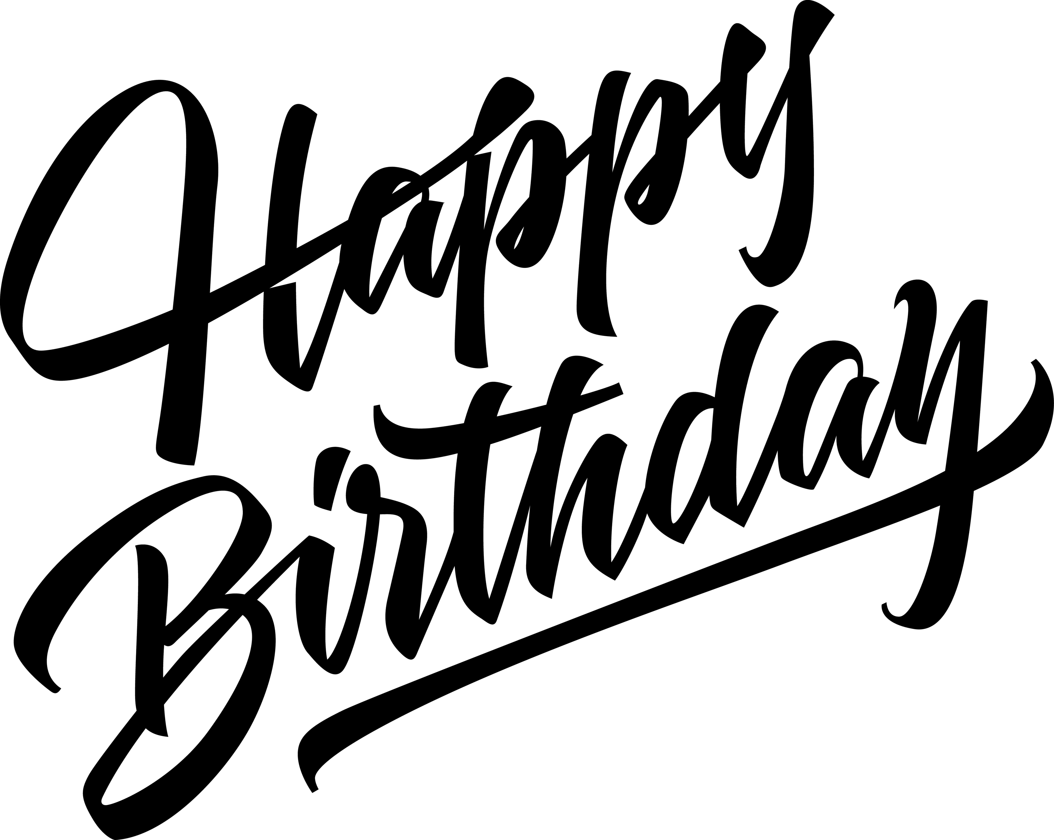 Black Happy Birthday Calligraphy Free PNG