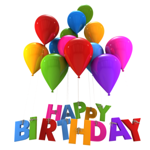 3D Happy Birthday Text with Balloons Clipart