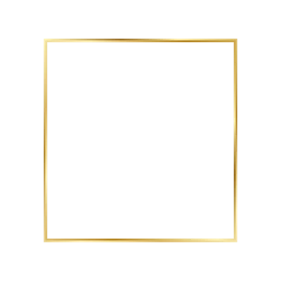 Thin Gold Square Frame Transparent Background