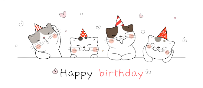 Cats Birthday Party Cartoon Free PNG