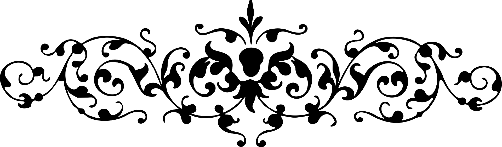 Vintage Black Floral Divider Clipart