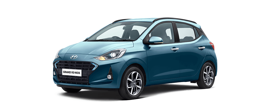 Hyundai Grand i10 Nios Teal Blue Car PNG Image