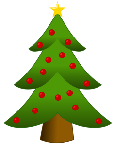 Cute Cartoon Christmas Tree with Star PNG