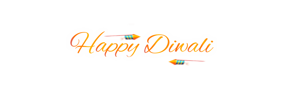 Happy Diwali Text with Rocket Crackers PNG