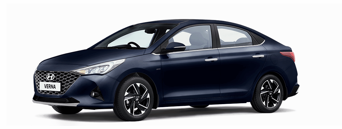 Hyundai Verna Dark Blue Sedan PNG Image