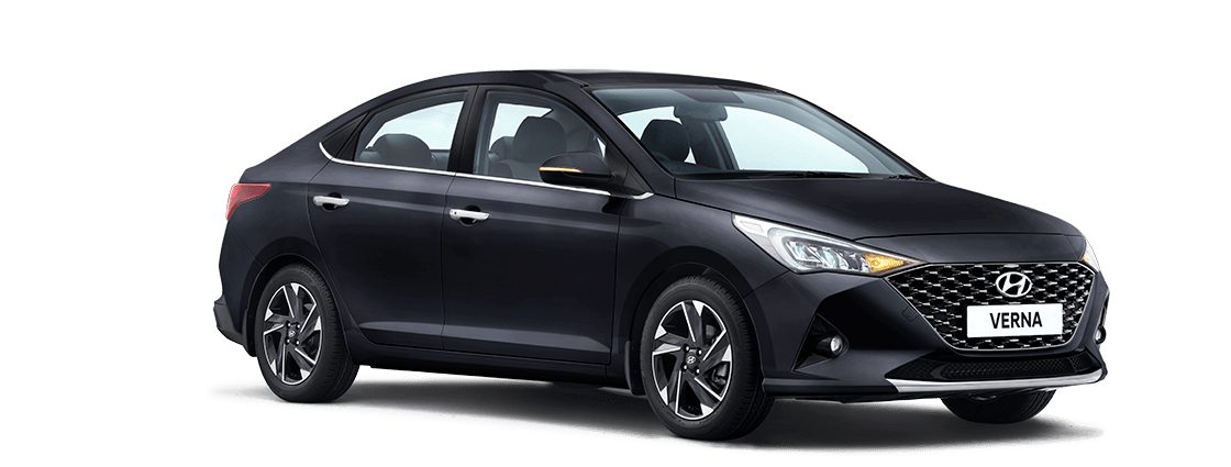 Hyundai Verna Black Front View Free PNG