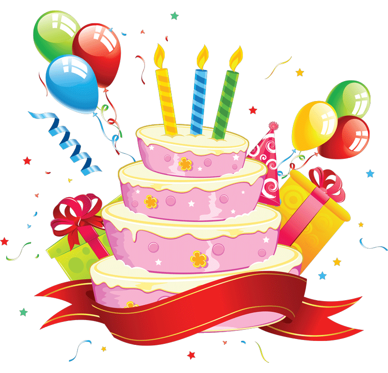 Happy Birthday Cake with Candles Clipart
