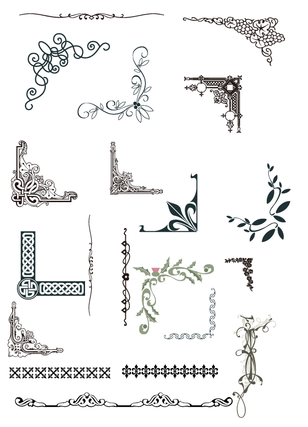 Vintage Corner Borders Set Clipart