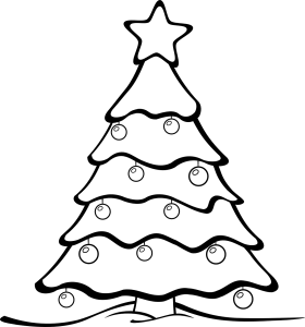 Christmas Tree Line Art Clipart