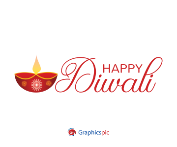 Red Diya With Happy Diwali Text Free PNG