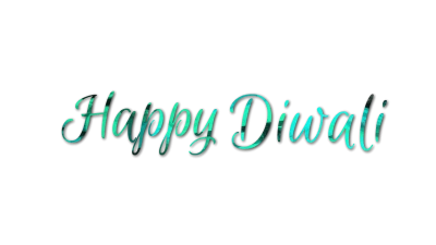 Happy Diwali Turquoise Text PNG Image