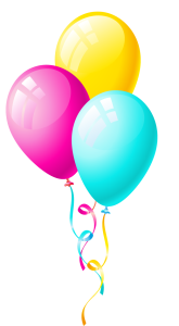 Three Colorful Balloons Yellow Pink Blue PNG