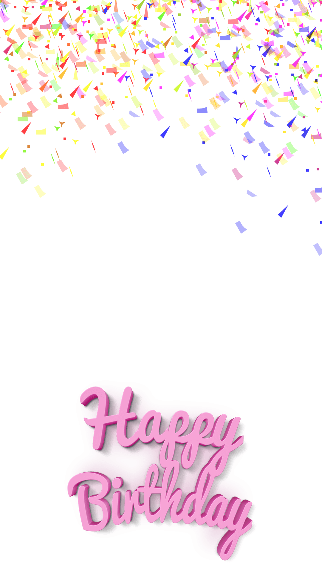 Happy Birthday 3D Pink Text With Confetti