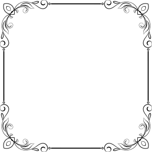 Black Ornamental Floral Corner Border PNG