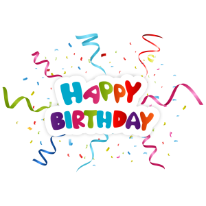 Happy Birthday Text with Confetti Free PNG