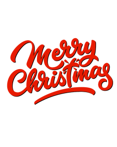 Red Merry Christmas Typography PNG Image