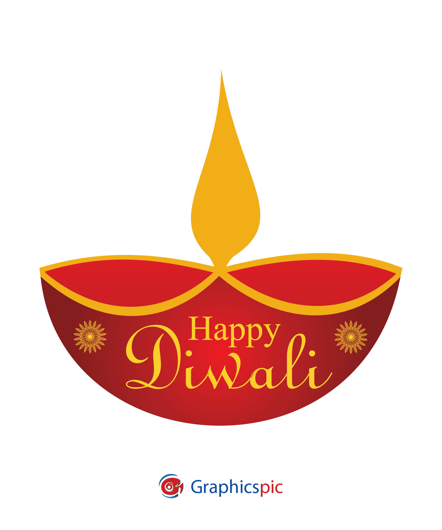 Happy Diwali Graphic with Diya Free PNG