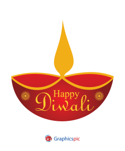 Happy Diwali Graphic with Diya Free PNG