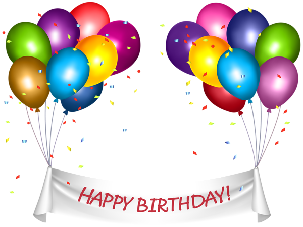 Happy Birthday Banner with Balloons Free PNG