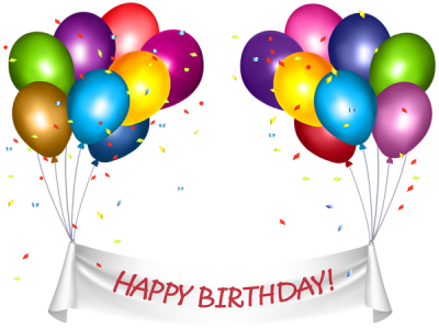 Happy Birthday Banner with Balloons Free PNG